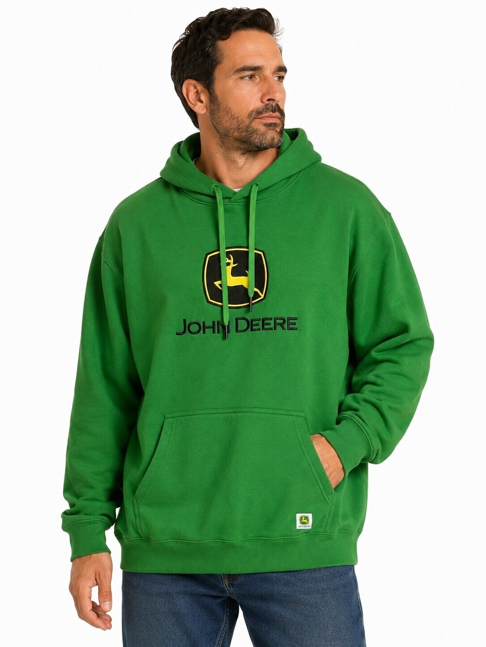 John Deere Men's Green Logo Pullover Hoodie Embroidered Graphic Sweatshirt- XXXL